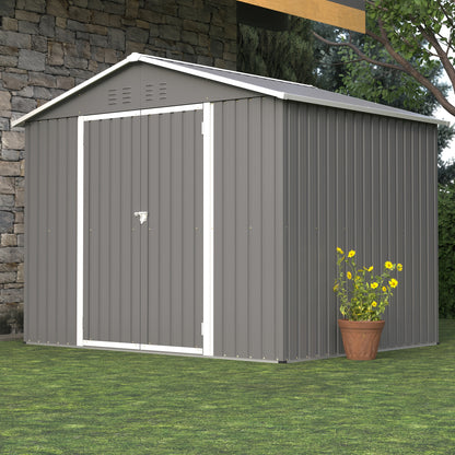 Metalen Opbergschuur – Tuinschuur – Fietsenberging – Tuingereedschapberging – Buitenberging – Verzinkt Staal – Ventilatie – Slot – 243,8x121,9 cm – Afneembaar
