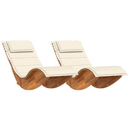 Loungestoel Teak – Tuinstoel – Balkonstoel – Relaxstoel – Lounger – Massief Teakhout – Weerbestendige Kussens Crème