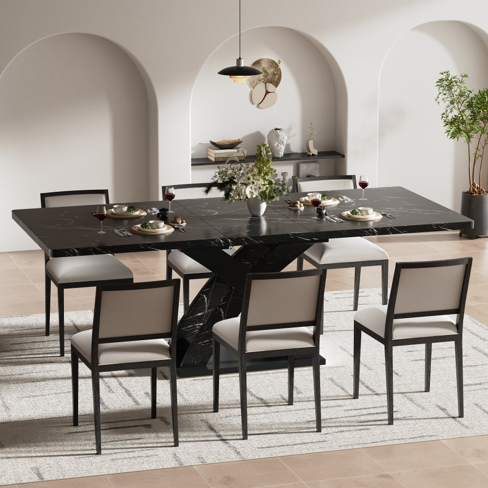 Verstelbare Eettafel – Uitschuiftafel – Tafel – Dining Table – Eetkamertafel – Zwart – 120-160 cm Verstelbaar – Geschikt Voor 4-6 Personen