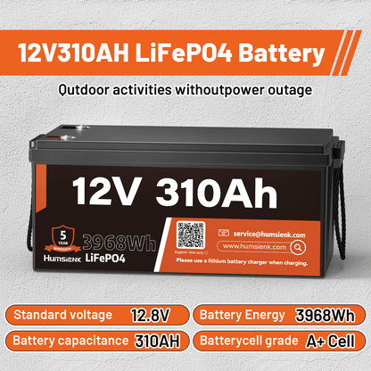 Li-ion Accu – Lithium-ijzerfosfaat Accu – LiFePO4 Batterij – 12V 310Ah Accu – Deep Cycle Accu – Ingebouwde 100A BMS – Compact & Lichtgewicht