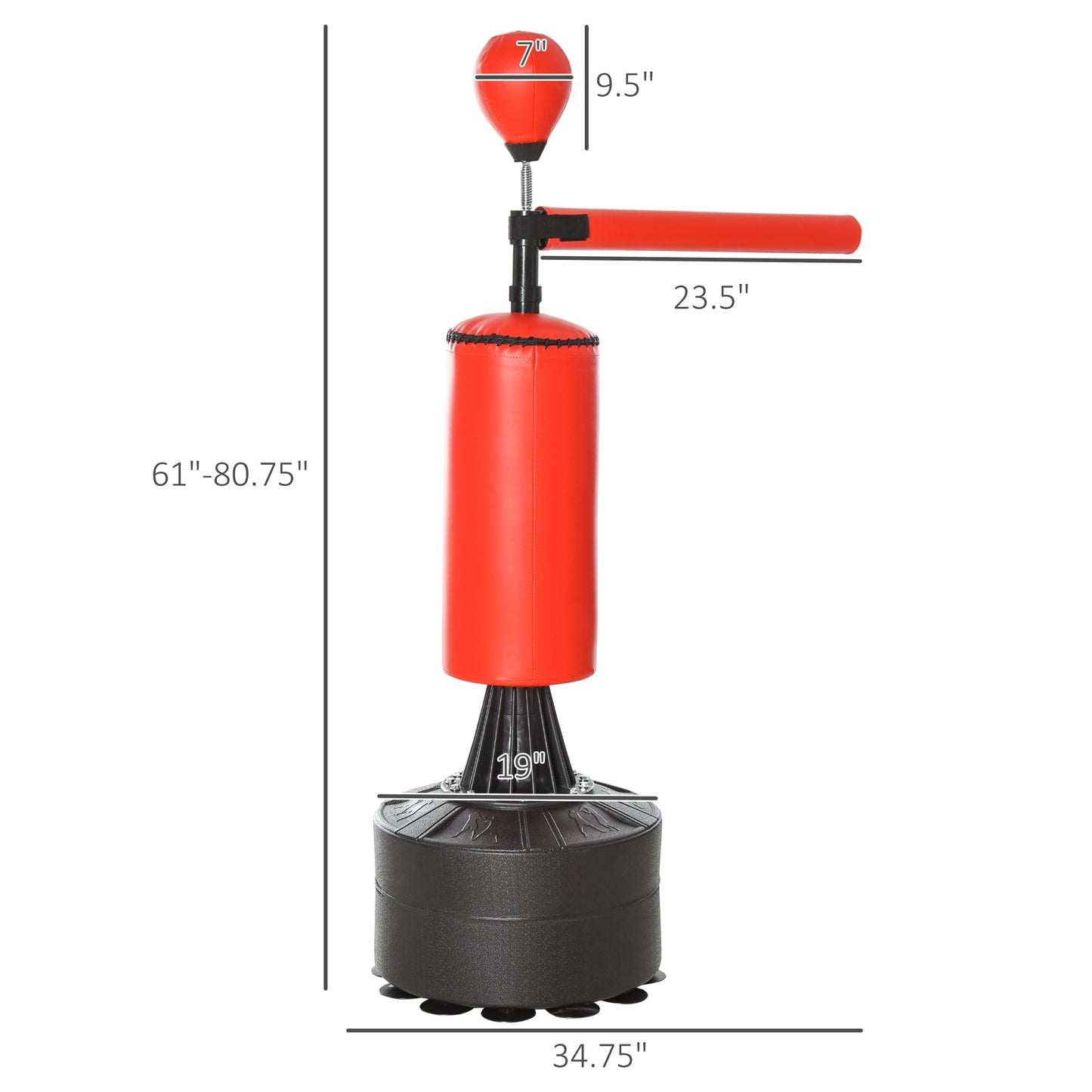 Bokszak – Boksbal – Boksmachine – Boksstandaard – Boksset – Verstelbare Hoogte 155-205 cm – Duurzaam PU Materiaal