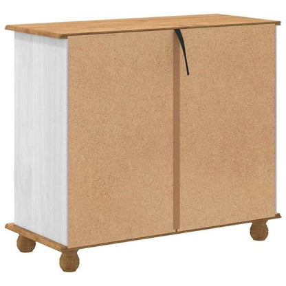 Ladekast – Dressoir – Commode – Opbergkast – Kast – Wit & Naturel Hout – 91x40x79 cm – Vergrendelbare Laden