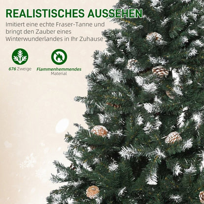 Kunstkerstboom – Nepboom – Kunstkerstboom Met Dennentakken – Kerstversiering – Kerstboom 150 cm – 676 Takken Tips – Vuurvast En Sneeuw Geblakerd