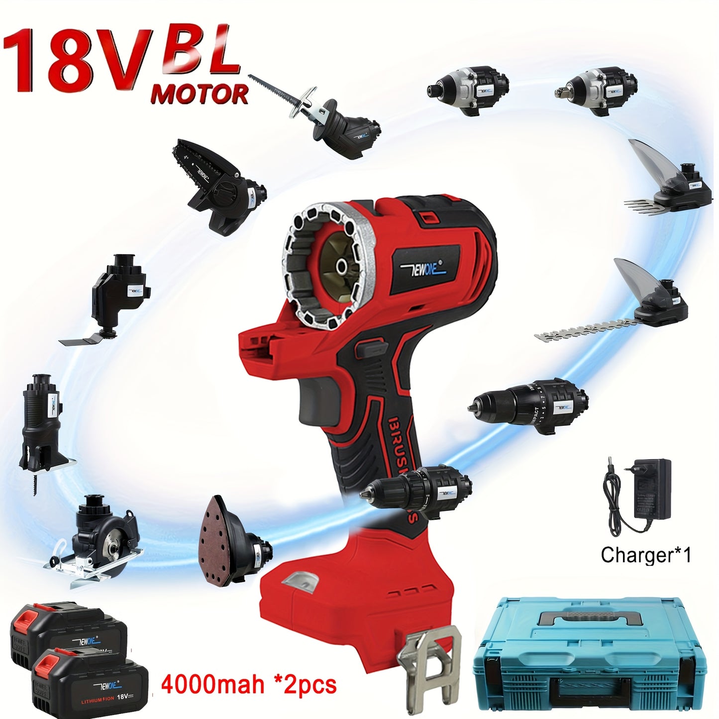 Multigereedschap Accu – Multitool Batterij – Vervangingsbatterij – Lithium-ion Accu – Cordless Batterij – 4000 mAh Capaciteit – Rubber Behuizing
