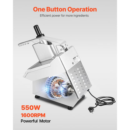 Foodprocessor – Keukenmachine – Groentesnijder – Hakmolen – Blender – 6 Roestvrijstalen Messen – 550W Motor – Dubbele Invoeropening – Voedselveilig