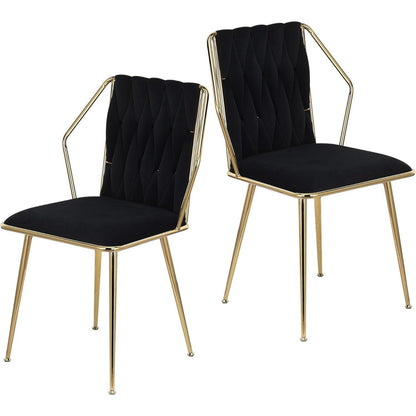 Eetkamerstoel – Stoel – Bureaustoel – Keukenstoel – Woonkamerstoel – Zwarte Velvet Bekleding – Stevig Metalen Frame