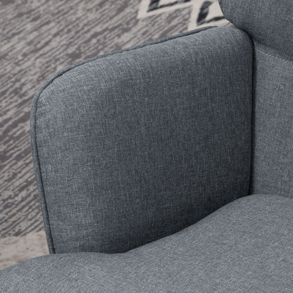 Draaifauteuil – Lounge Stoel – Relax Fauteuil – Schommelstoel – Leesstoel – Grijs Linnen Look – Inclusief Voetenbank – Draagvermogen 130 kg – Compact 64x89x90 cm