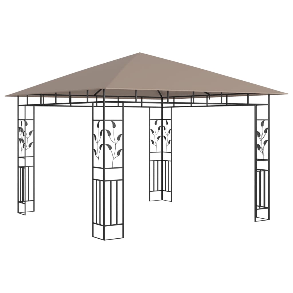 Tuinpaviljoen – Tuinkamer – Pergola – Prieel – Overkapping – Stevig Metalen Frame – Muskietennet Inclusief – 3x3x2,73 Meter – Taupe Kleur
