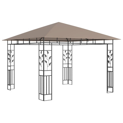 Tuinpaviljoen – Tuinkamer – Pergola – Prieel – Overkapping – Stevig Metalen Frame – Muskietennet Inclusief – 3x3x2,73 Meter – Taupe Kleur