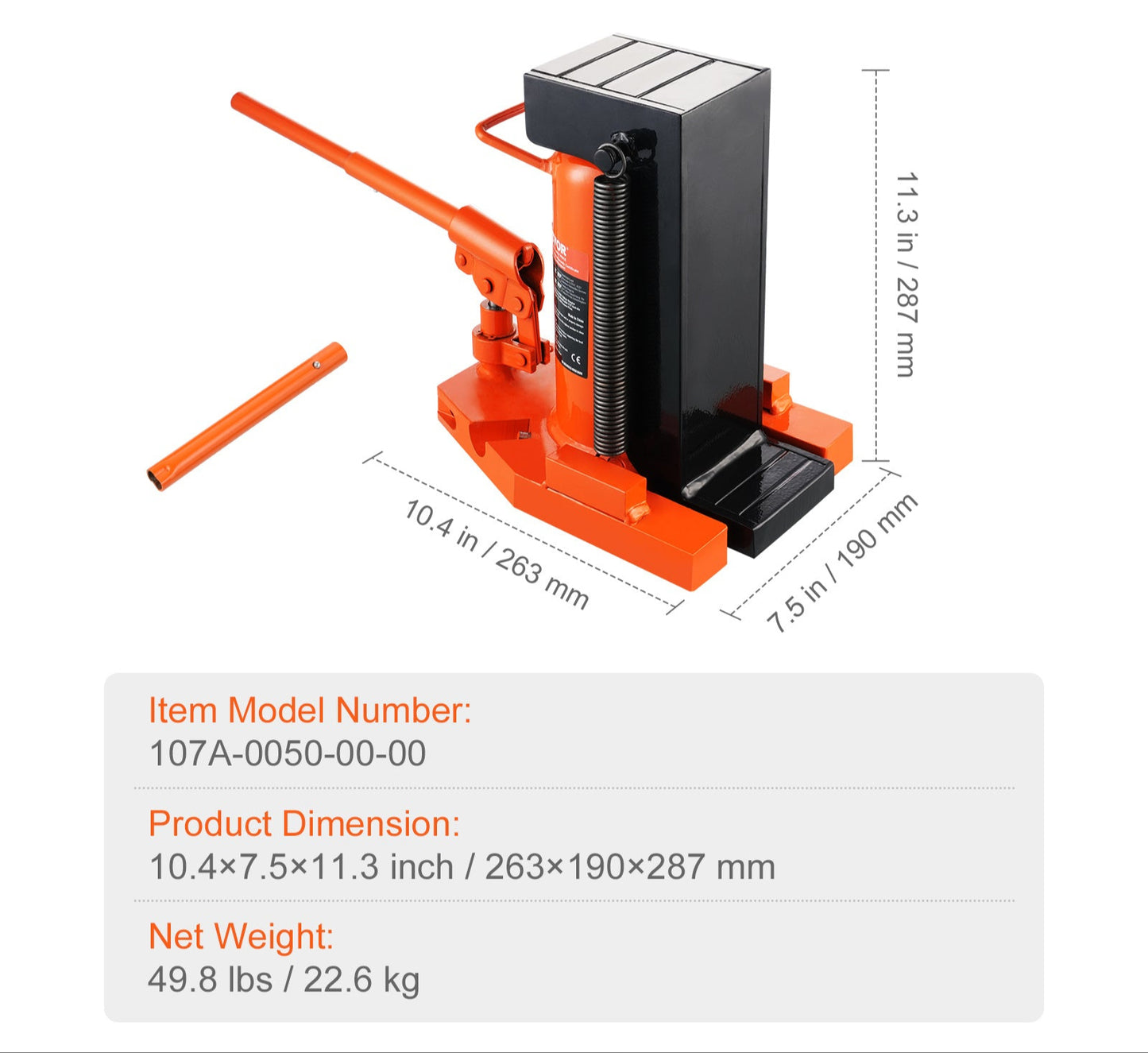 Hydraulische Krik – Autokrik – Machinekrik – Voetkrik – Hefklem – 10 Ton Hefkracht Boven – 5 Ton Hefkracht Voet – Verstelbare Hefhoogte – Veiligheidsklep