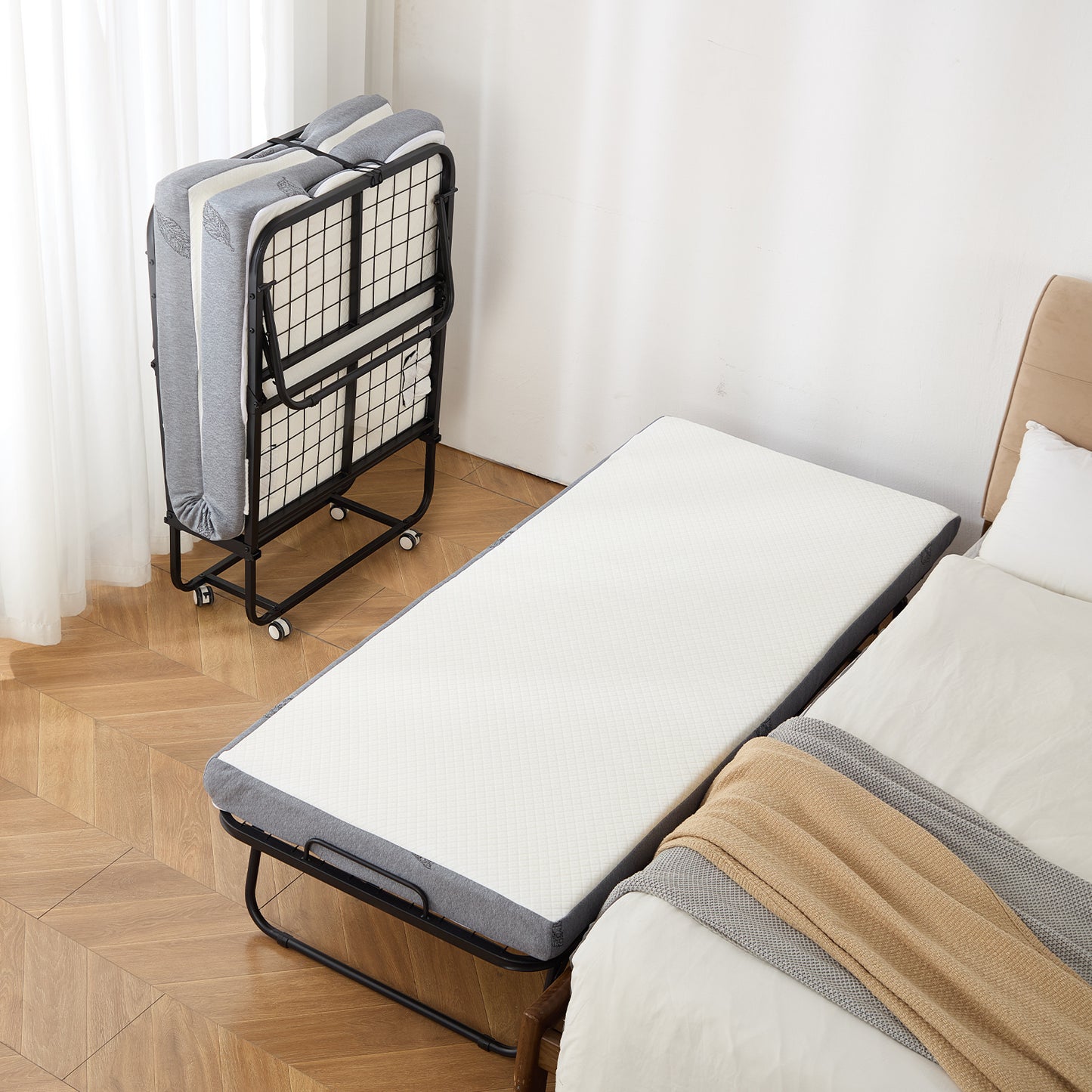 Opvouwbed – Vouwbed – Opklapbed – Logeerbed – Inklapbaar Bed – Met 12,5 cm Schuimmatras – Draagvermogen Tot 135 kg