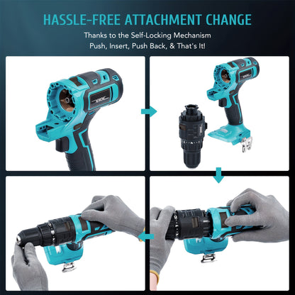 5-in-1 Accu Gereedschap – Boormachine – Reciprozaag – Decoupeerzaag – Multitool – Schuurmachine – 2x 18V 2000mAh Lithium-Ion Batterijen – Snel Wisselmechanisme