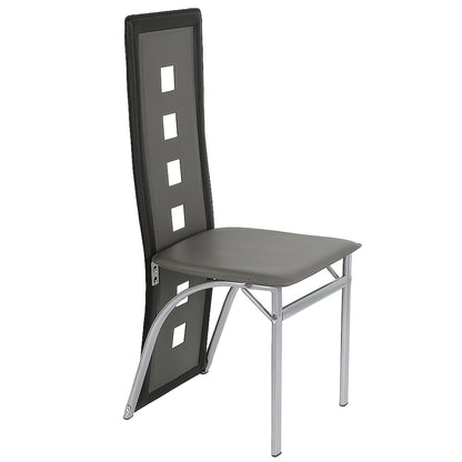 Eetkamerstoel – Stoel – Barstoel – Keukenstoel – Caféstoel – Set van 4 – Hoogwaardige PU Zitting – Ergonomische Rugleuning – Zwart-Grijs – Stevig & Comfortabel – Eenvoudige Montage