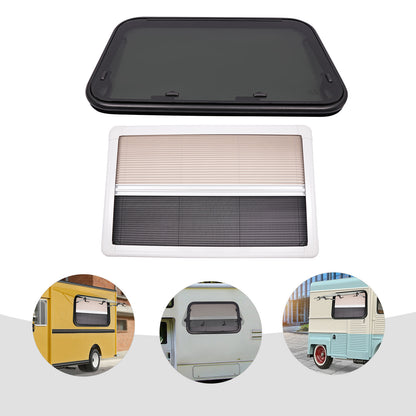 Camperraam – Camper Uitzetraam – Caravan Raam – Motorhome Raam – Uitschuifraam – Gehard Glas 4mm – Nooduitgang 65° Openend – Aluminium Frame