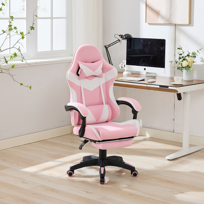 360° Rotating Racing  Design Lounge Chair, Gaming Chair, High-back Office Chair, Height Adjustable, with Wheels, Footrest, Headrest And Lumbar Support.