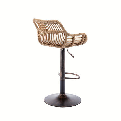 Modern Bar Stool Set with 2 Adjustable Seats And Footrest for Kitchen, Dining Room (Beige)