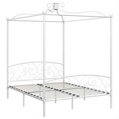 Hemelbedframe – Metaalbed – Slaapbed – Bedframe – Witte Bedframe – 160x200 Cm – Stabiel Metalen Structuur – Art Deco Design