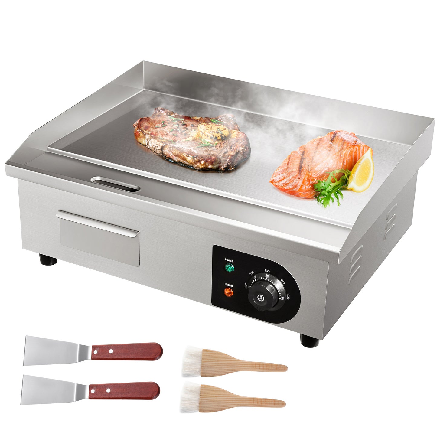 Elektrische Bakplaat – Grillplaat – Teppanyaki – Grill – Kookplaat – RVS – 3000W Vermogen – Groot Bakoppervlak 53,3 cm