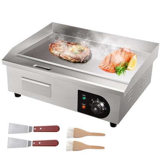 Elektrische Bakplaat – Grillplaat – Teppanyaki – Grill – Kookplaat – RVS – 3000W Vermogen – Groot Bakoppervlak 53,3 cm
