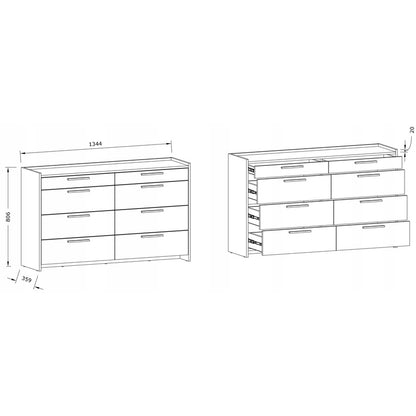 Kast – Opbergkast – Ladekast – Dressoir – Garderobekast – Wit – 6 Lades – Gelamineerd MDF