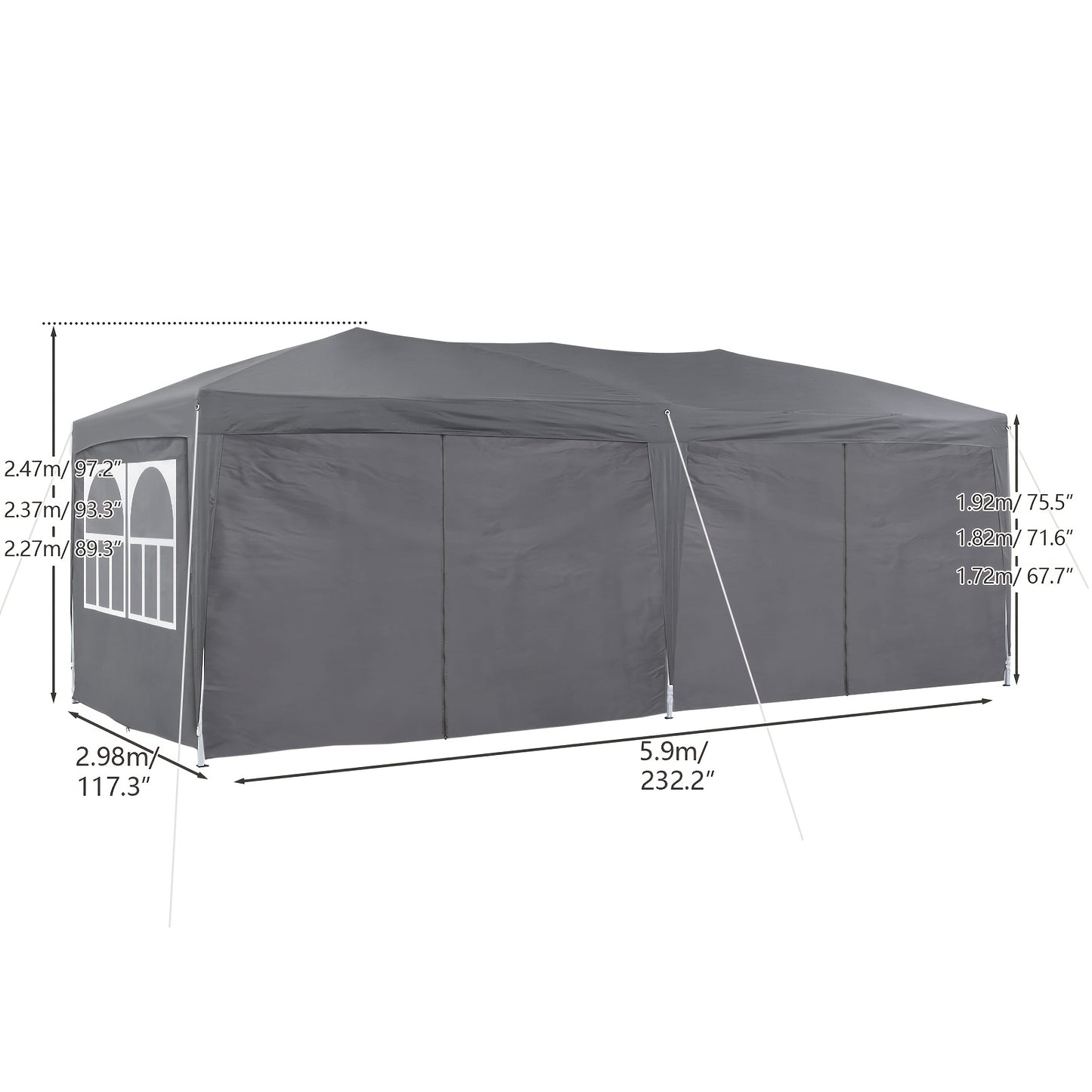 Partytent – Tuinpaviljoen – Feesttent – Tuintent – Overkapping – 3x6 Meter – Waterdicht Met UV-Bescherming – Stalen Frame Met Draagtas