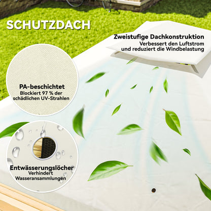 Tuinpaviljoen – Tuinoverkapping – Buitenverblijf – Terrasoverkapping – Crèmekleur – 3x3 Meter – UV30+ Bescherming – Duurzaam Metaalframe
