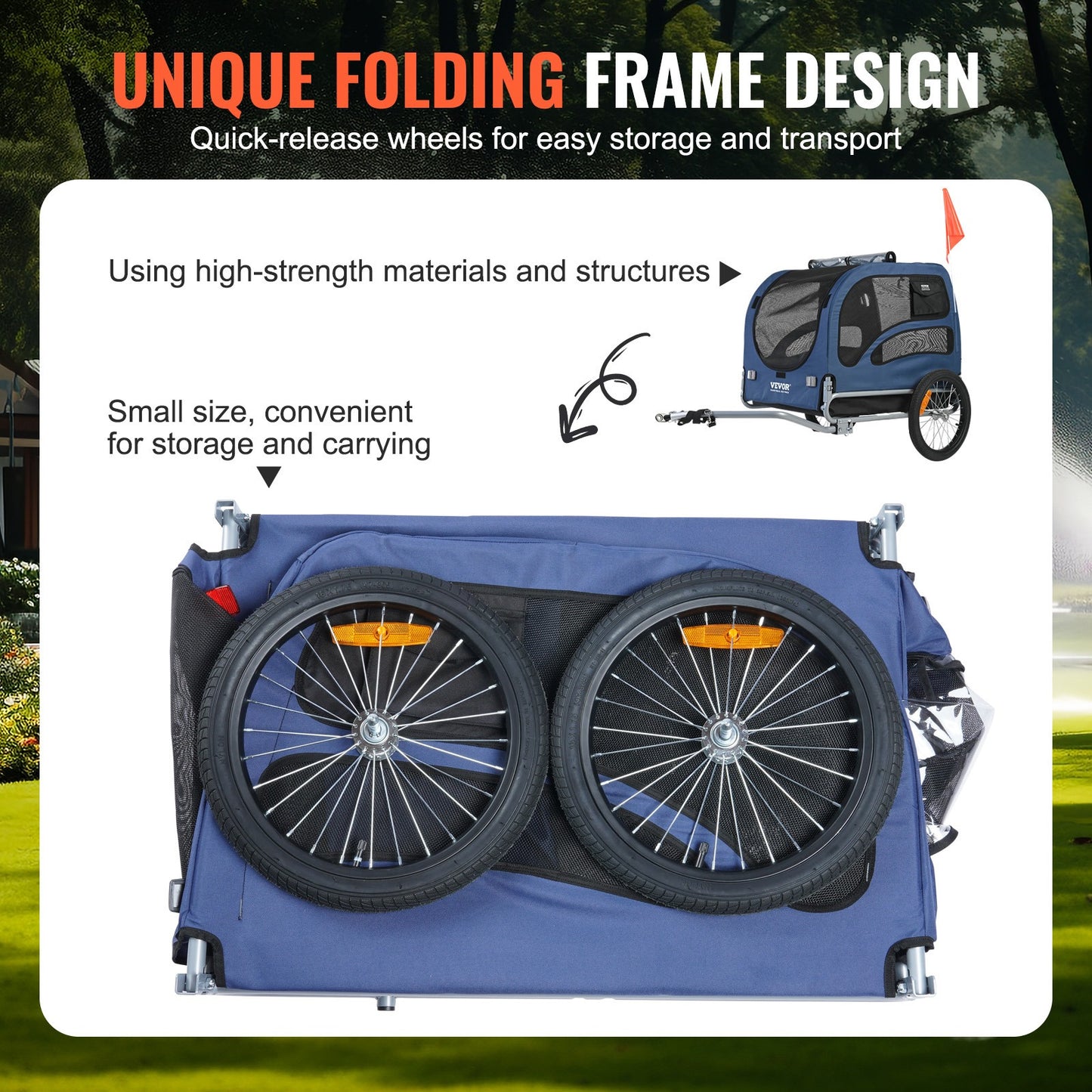 Hondenaanhanger – Hondenfietskar – Fietsaanhanger – Hondenbuggy – Fietskar Voor Honden – Draagvermogen 45 kg – Opvouwbaar Met Snelsluitwielen