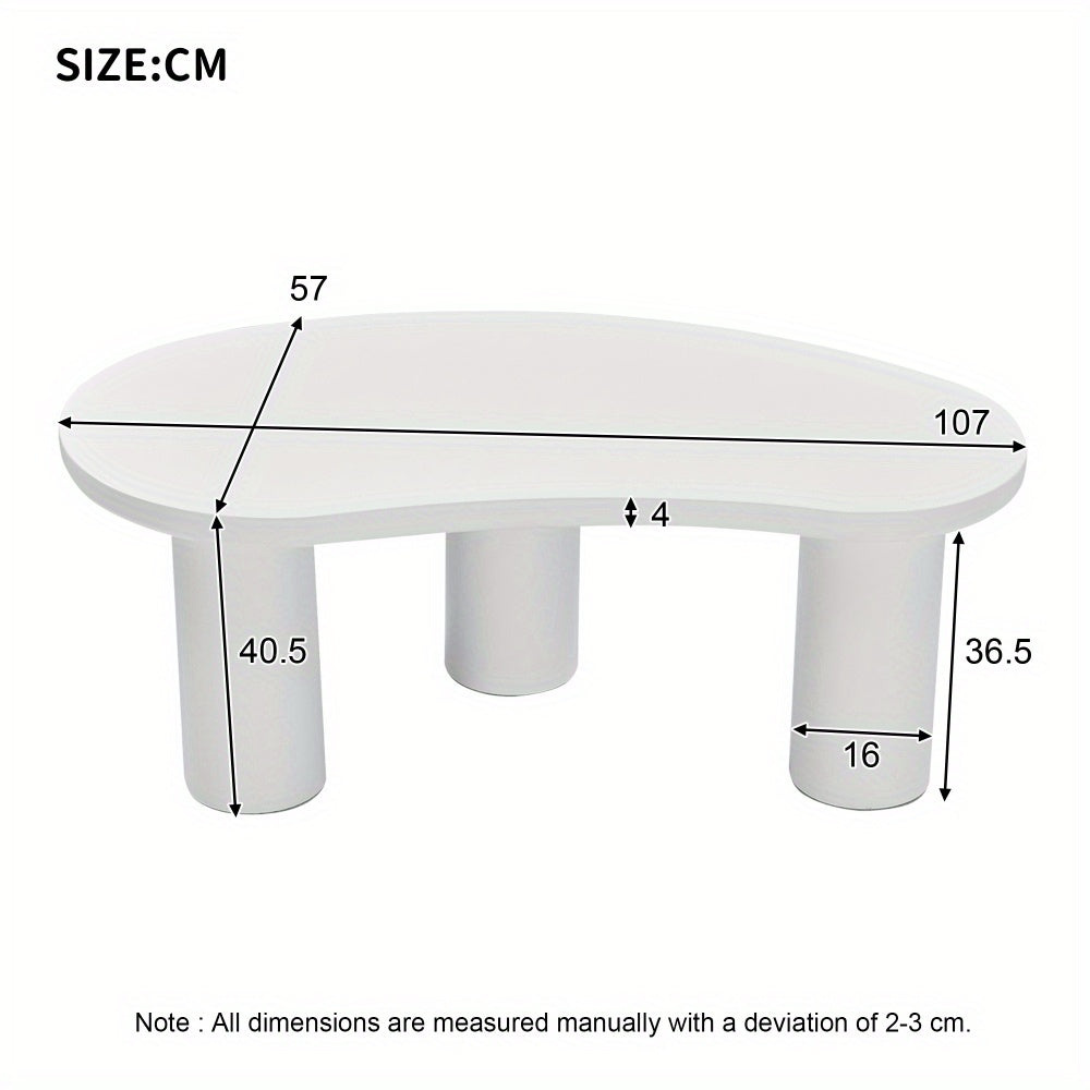 Salontafel – Woonkamertafel – Koffietafel – Bijzettafel – Tafeltje – Asymmetrisch Halve Maan Design – MDF Tafelblad Met PVC Poten Met Vilten Bescherming – 107x57x40,5 cm