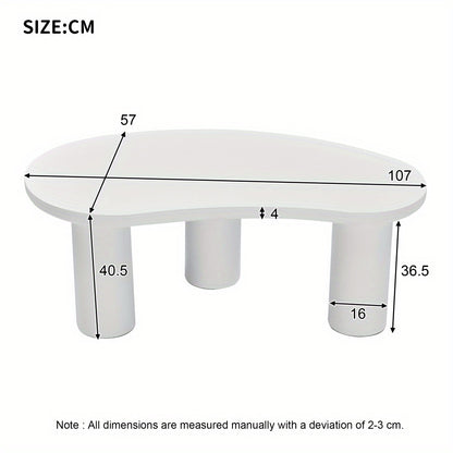 Salontafel – Woonkamertafel – Koffietafel – Bijzettafel – Tafeltje – Asymmetrisch Halve Maan Design – MDF Tafelblad Met PVC Poten Met Vilten Bescherming – 107x57x40,5 cm