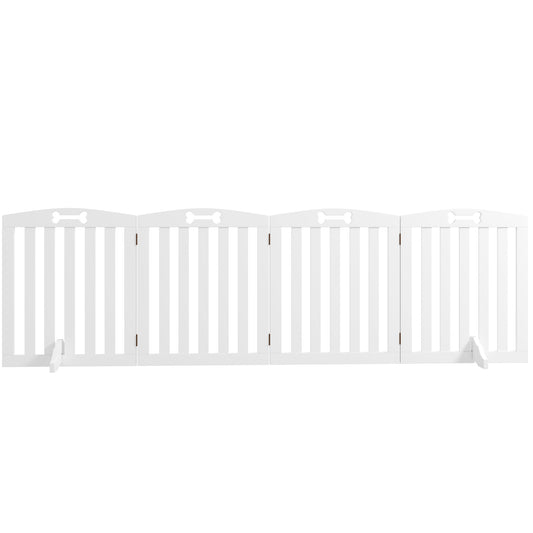 hondenhek – hondenbarrière – dierenhek – veiligheidshek – vrijstaand – MDF – afneembare steunpoten – 207,5 x 30 x 61 cm – wit