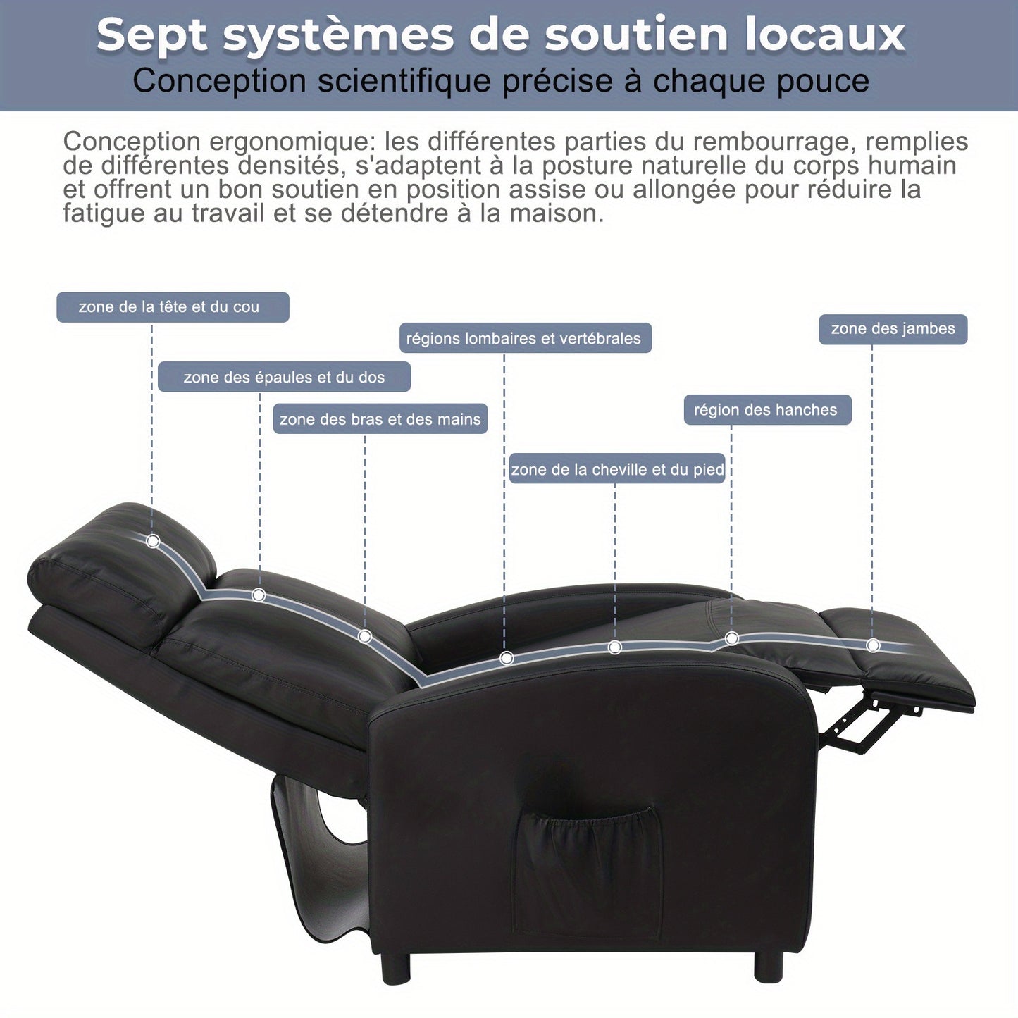 Relaxfauteuil – Comfortabele Fauteuil – Relaxstoel – Leesstoel – Zitstoel – Zwarte Uitvoering – Hoge Rugleuning – Uittrekbare Voetensteun – Linnen Bekleding – Zachte Katoenvulling