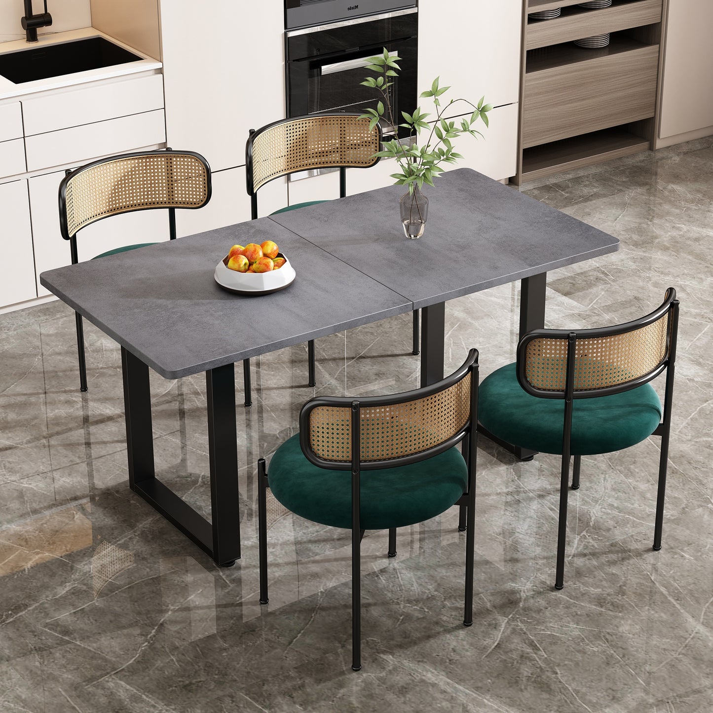 Industrial Style Rectangular Dining Table - Modern Wrought Iron Coffee & Leisure Table with Sturdy Metal Frame, Grey Finish, Easy Assembly for Home, Office, or Cafe Use, Dining Table for Living Room, Office Furniture, Minimal