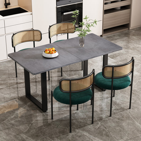 Industrial Style Rectangular Dining Table - Modern Wrought Iron Coffee & Leisure Table with Sturdy Metal Frame, Grey Finish, Easy Assembly for Home, Office, or Cafe Use, Dining Table for Living Room, Office Furniture, Minimal