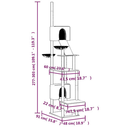 Kattentoren – Krabpaal – Kattenmeubel – Kattenhuis – Speelboom – Verstelbare Hoogte – Zacht Pluche – Natuurlijke Sisal
