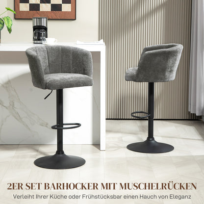 Barkrukken – Barstoelen – Keukenkrukken – Hoge Stoelen – Krukken Set – Donkergrijs – Verstelbare Hoogte – Metalen Onderstel Met Voetsteun
