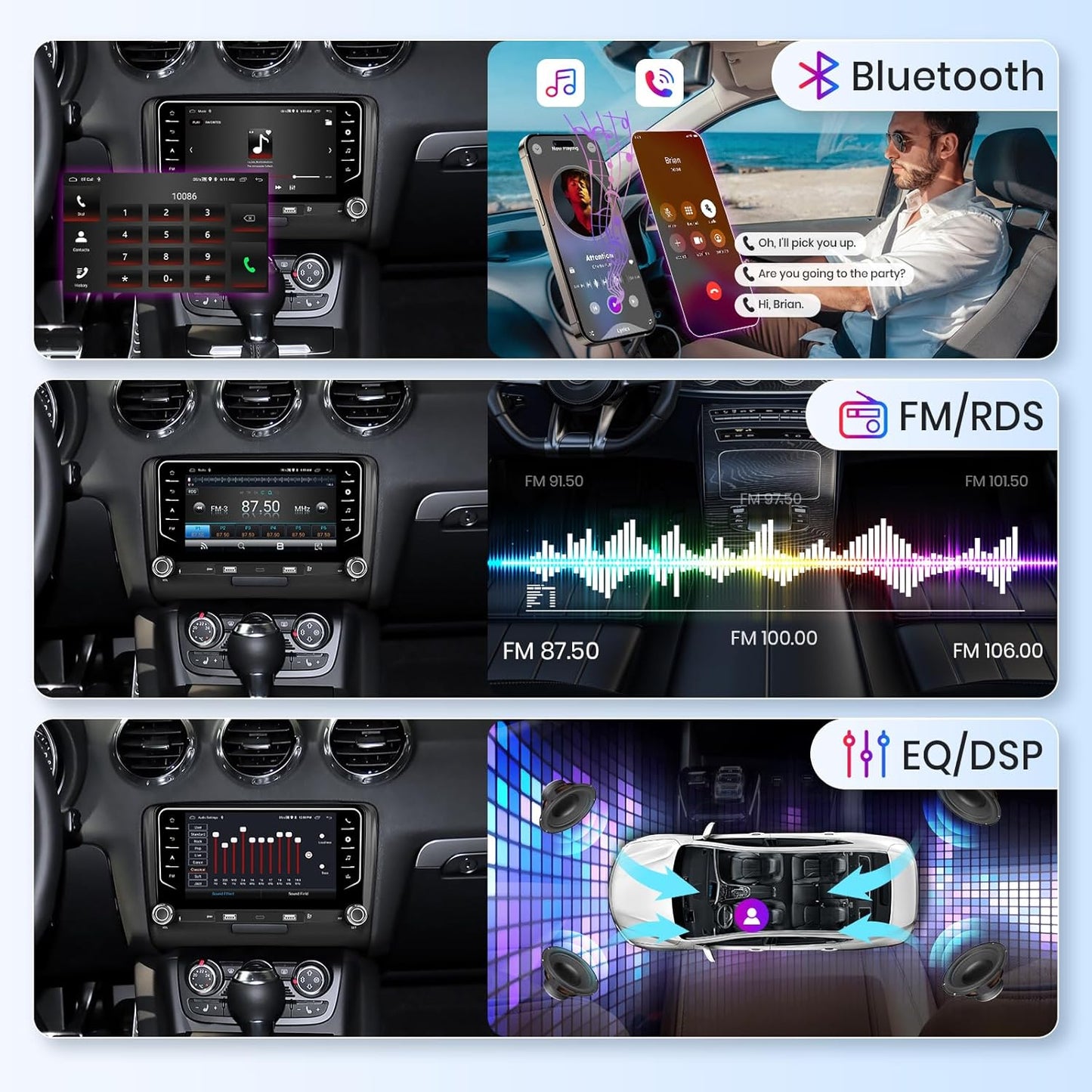 Android Autoradio – Multimedia Systeem – Touchscreen Radio – Navigatie Unit – 2 DIN Headunit – 7 Inch HD Scherm – Android 15 OS – Draadloze CarPlay & Achteruitrijcamera