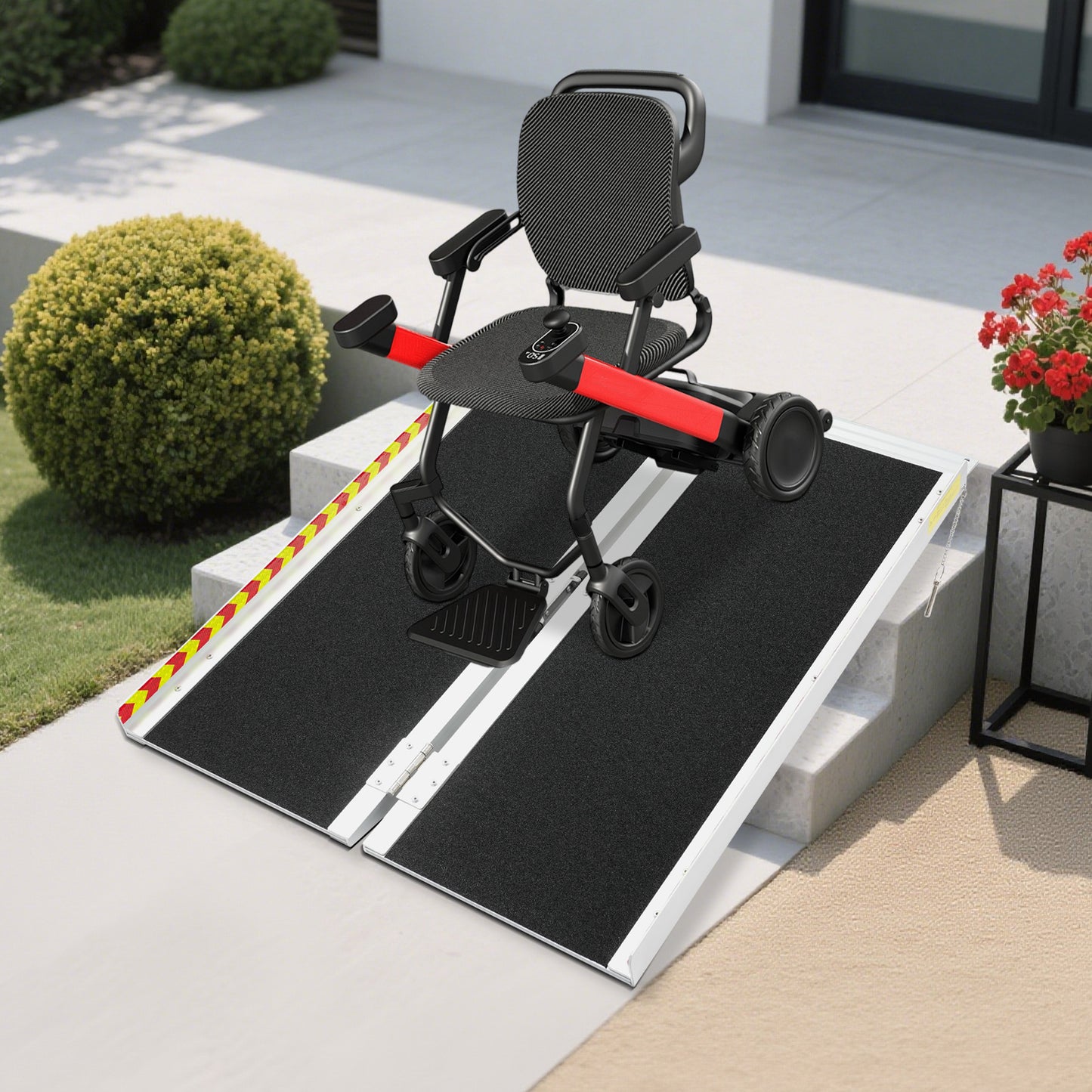 91.44cm Portable Ramp | Folding Handicap Ramp with Handle, Aluminum Alloy Material by NaMaSyo for Steps/Stairs/Scooter
