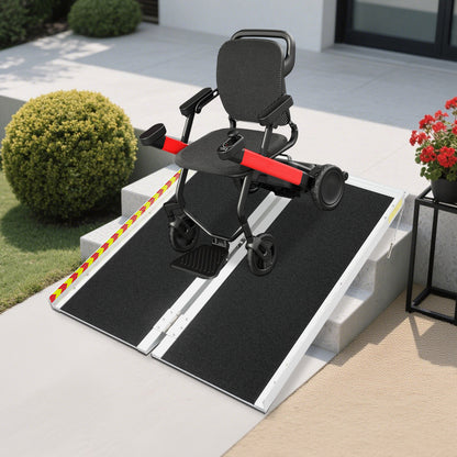 91.44cm Portable Ramp | Folding Handicap Ramp with Handle, Aluminum Alloy Material by NaMaSyo for Steps/Stairs/Scooter