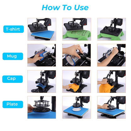 Transferpers – Hittepers – Warmtepers – Heat Press Machine – Textielpers – 30 x 38 cm Werkoppervlak – 360° Draaibaar