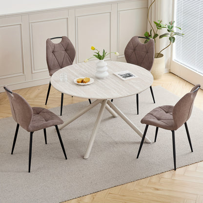 Eettafel Rond – Ronde Eettafel – Ronde Tafel – Keukentafel Rond – Ronde Eetkamertafel – Modern Design – Stevig Gecoat Metalen Kruispoot – 115 cm MDF Blad Grijs