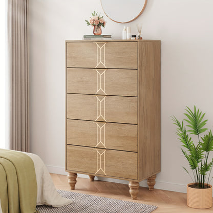 Tall 5-Drawer Dresser - Modern Farmhouse & Traditional Decor - Sturdy Hardwood Construction - Deep Drawers for Bedroom, Living Room, Entryway - Spacious Storage Chest of Drawers - Easy Assembly Required, Bedroom Storage, Soph