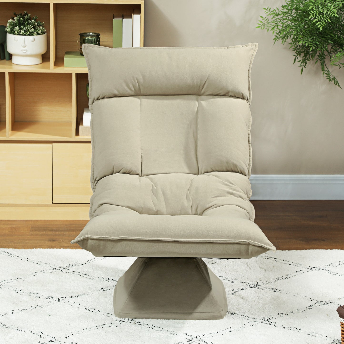 vloerstol – vloerstoel – zitzak – lounge stoel – zitzak stoel – 5-standen verstelbare rugleuning – draaibaar zitvlak – beige