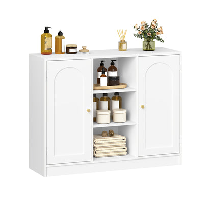 Badkamerkast – Badkamermeubel – Keukenkast – Opbergkast – Dressoir – 2 Deuren – Verstelbare Planken – 30x100x81,5 cm – Wit – Minimalistisch Design