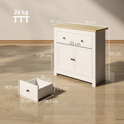 Bamboekast – Opbergkast – Kast – Ladenkast – Opbergmeubel – Wit – Verstelbare Planken – Soft-Close Deuren – 79x35x80 cm