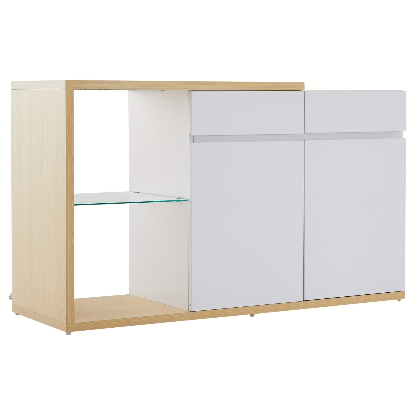 Dressoir – Sideboard – Opbergkast – Ladekast – Woonkamerkast – Wit – Multifunctioneel – 120 cm Breed – Hout en Spaanplaat – 2 Deuren en 2 Lades