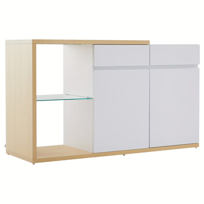Dressoir – Sideboard – Opbergkast – Ladekast – Woonkamerkast – Wit – Multifunctioneel – 120 cm Breed – Hout en Spaanplaat – 2 Deuren en 2 Lades