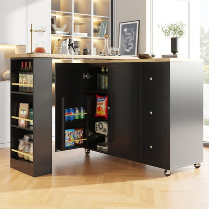 Black Standing Table with a 360-Degree Rotation, Measuring 135203 X 39 X 106 Cm, Equipped with Wheels And Three Shelves.