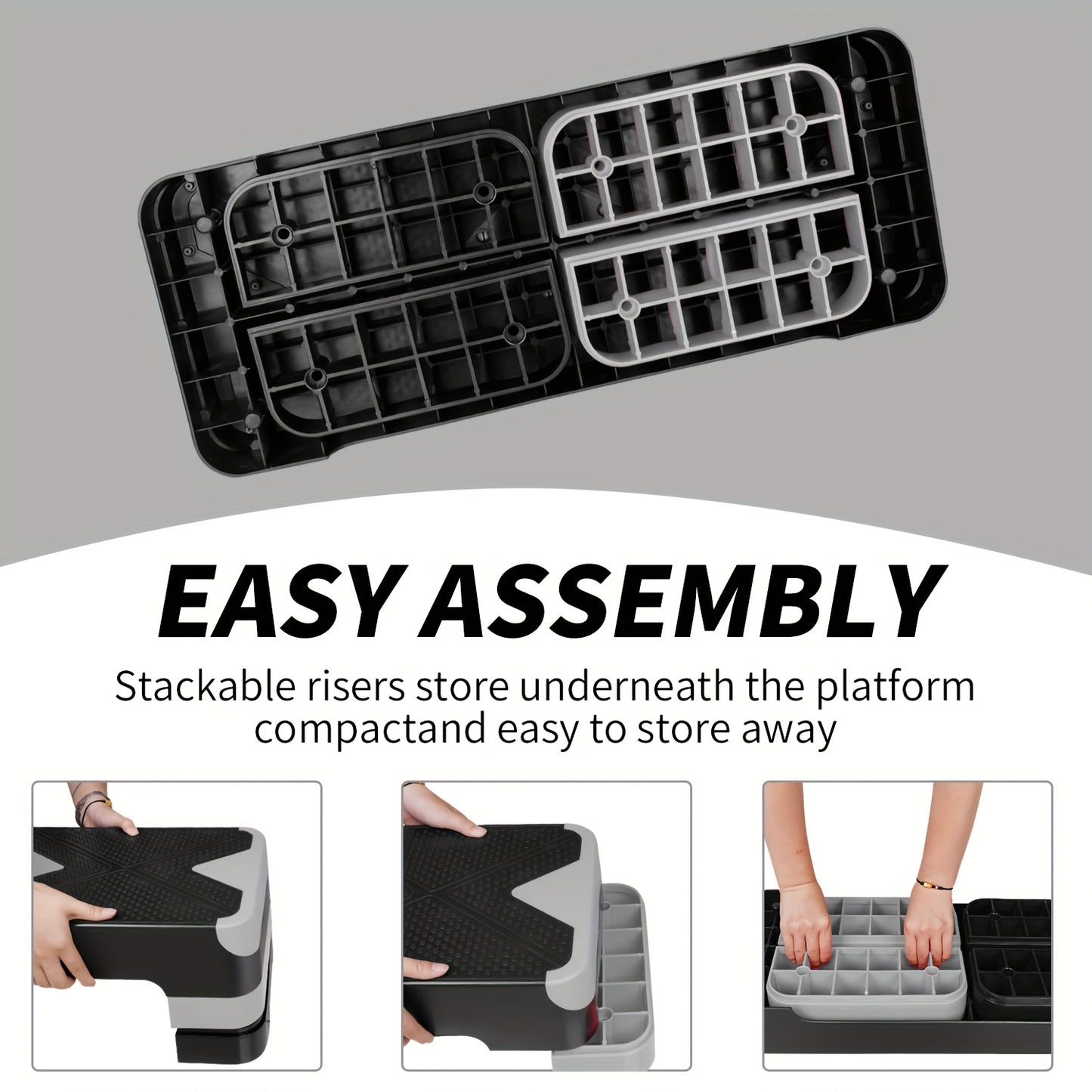 Fitnessbank – Halterbank – Trainingsbank – Buikspierbank – Bench Press Bank – Verstelbare Hoogte – Aerobics Step Platform – Antislip Voetpads – Duurzaam IJzer – Compact & Draagbaar – Grijs