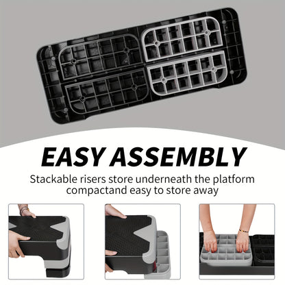 Fitnessbank – Halterbank – Trainingsbank – Buikspierbank – Bench Press Bank – Verstelbare Hoogte – Aerobics Step Platform – Antislip Voetpads – Duurzaam IJzer – Compact & Draagbaar – Grijs