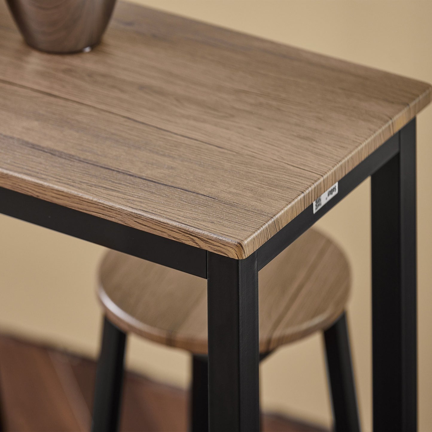 Eettafelset – Bar Tafelset – Keukentafel – Bistroset – Stoelenset – Compact en Ruimtebesparend – MDF Tafelblad en Zwart Stalen Frame